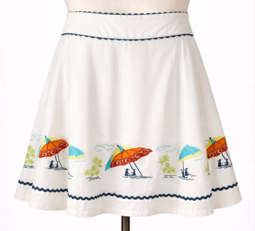 Vintage Liz Claiborne White Skirt Tropical Scene Vacation